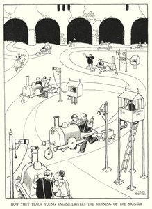 Illustrazione per Railway Ribaldry di W Heath Robinson da William Heath Robinson