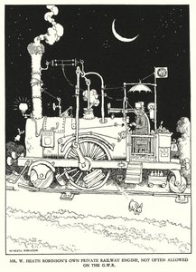 Illustrazione per Railway Ribaldry di W Heath Robinson da William Heath Robinson