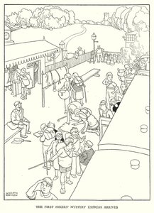 Illustrazione per Railway Ribaldry di W Heath Robinson da William Heath Robinson