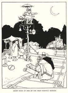 Illustrazione per Railway Ribaldry di W Heath Robinson da William Heath Robinson