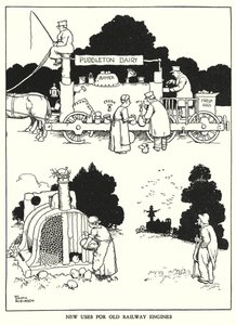 Illustrazione per Railway Ribaldry di W Heath Robinson da William Heath Robinson