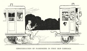 Illustrazione per Railway Ribaldry di W Heath Robinson da William Heath Robinson