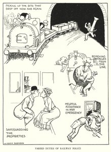 Illustrazione per Railway Ribaldry di W Heath Robinson da William Heath Robinson