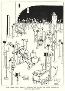 Illustrazione per Railway Ribaldry di W Heath Robinson da William Heath Robinson
