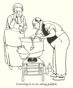 Ascoltare un pesce rosso malato da William Heath Robinson