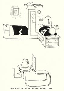 Modernità nei mobili da camera da William Heath Robinson