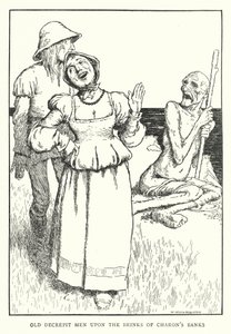 Vecchi decrepiti uomini sulle rive dei banchi di Caronte da William Heath Robinson