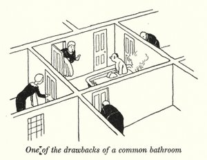 Uno degli svantaggi di un bagno comune da William Heath Robinson