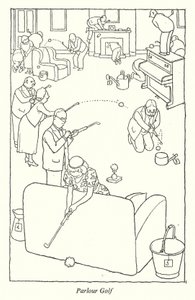 Golf in salotto da William Heath Robinson