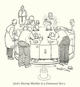 Macchina per la rasatura rapida in una casa comune da William Heath Robinson