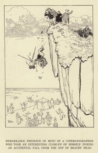 Notevole presenza di spirito di un cineasta che ha fatto un interessante primo piano di sé stesso durante una caduta accidentale dalla cima di Beachy Head da William Heath Robinson
