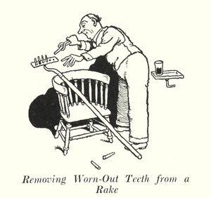 Rimuovere i denti usurati da un rastrello da William Heath Robinson
