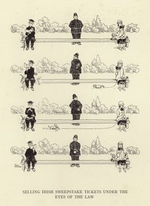 Vendita di biglietti della lotteria irlandese sotto gli occhi della legge da William Heath Robinson