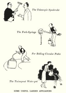 Alcuni utili attrezzi da giardino da William Heath Robinson