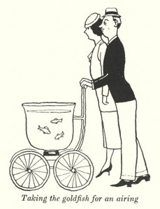 Portare il pesce rosso a fare un giro (litografia) da William Heath Robinson
