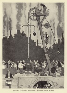 Test di denti artificiali in una moderna fabbrica di denti da William Heath Robinson