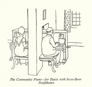 Il pianoforte della comunità, per duetti con i vicini da William Heath Robinson