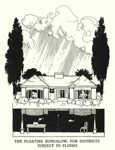 Il bungalow galleggiante, per distretti soggetti a inondazioni da William Heath Robinson