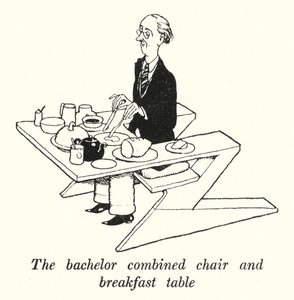 La sedia combinata e tavolo da colazione per scapoli da William Heath Robinson