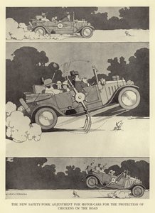 Il nuovo regolatore di sicurezza per automobili per la protezione dei polli sulla strada da William Heath Robinson