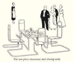La sala da pranzo in acciaio cromato monopezzo da William Heath Robinson