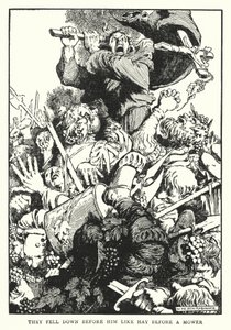 Caddero davanti a lui come fieno davanti a un mietitore da William Heath Robinson