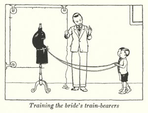 Addestramento dei portatori del velo della sposa da William Heath Robinson