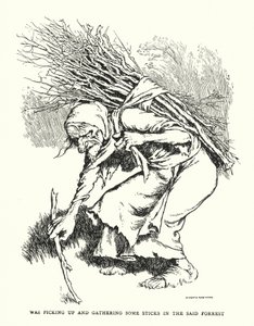 Stava raccogliendo e raccogliendo dei bastoni nella suddetta foresta da William Heath Robinson