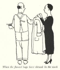 Quando le borse di flanella si sono ristrette nel lavaggio (litografia) da William Heath Robinson
