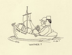 Dove, coppia sposata che parte per il mare della vita matrimoniale da William Heath Robinson