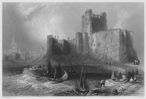 Castello di Carrickfergus (incisione) da William Henry (after) Bartlett