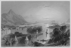 Clew Bay, da Westport (incisione) da William Henry (after) Bartlett