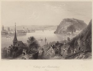 Coblenza ed Ehrenbreitstein (incisione) da William Henry (after) Bartlett