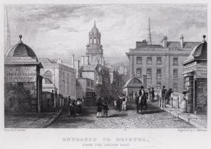 Ingresso a Bristol, dalla Strada di Londra (incisione) da William Henry (after) Bartlett