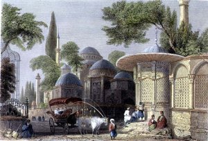 Fontana e Moschea di Chahzade, inciso da Roberts Sands da William Henry (after) Bartlett
