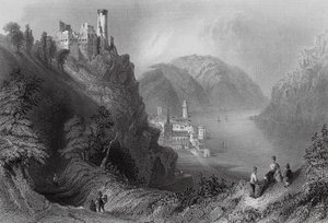 Oberwesel e il castello di Schomberg da William Henry (after) Bartlett