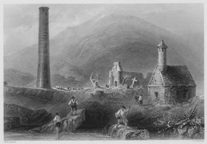Torre Rotonda, ecc., Glendalough, Contea di Wicklow da William Henry (after) Bartlett