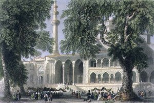 Yeni Djami, o Moschea della Sultana Valide, Istanbul, inciso da J.C. Varrall, c.1850 da William Henry (after) Bartlett