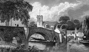 Chiesa e ponte di Aylesford, inciso da B. Winkles, pubblicato nel 1829