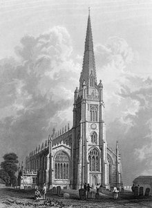 Chiesa di Santa Maria Vergine, Saffron Walden, incisa da Robert Sands, 1832 da William Henry Bartlett