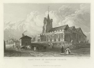 Vista est della chiesa di Rayleigh, Essex da William Henry Bartlett