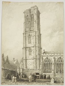 Esterno della Chiesa del Tempio, mostrando un internamento, c.1825 da William Henry Bartlett