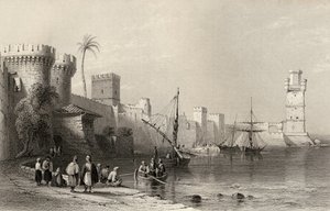 Porto di Rodi, Grecia, inciso da J.C. Armytage