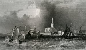 Harwich, dal mare, Essex, inciso da John Rogers, 1832