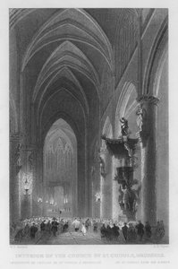 Interno della Chiesa di San Gudule, Bruxelles da William Henry Bartlett