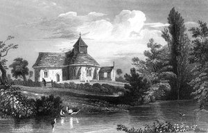 Chiesa di Little Maplestead, Essex, incisa da Henry Wallis, 1832 da William Henry Bartlett