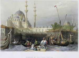 Moschea di Sultana Valide dal porto, inciso da William Wallis, c.1850 da William Henry Bartlett