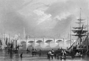 Nuovo ponte e Broomielaw, Glasgow, c.1840 da William Henry Bartlett