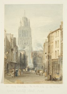 Vista nord della chiesa di St Mary Redcliffe da Redcliffe Street da William Henry Bartlett