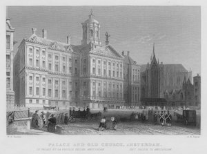 Palazzo e Chiesa Vecchia, Amsterdam (incisione) da William Henry Bartlett